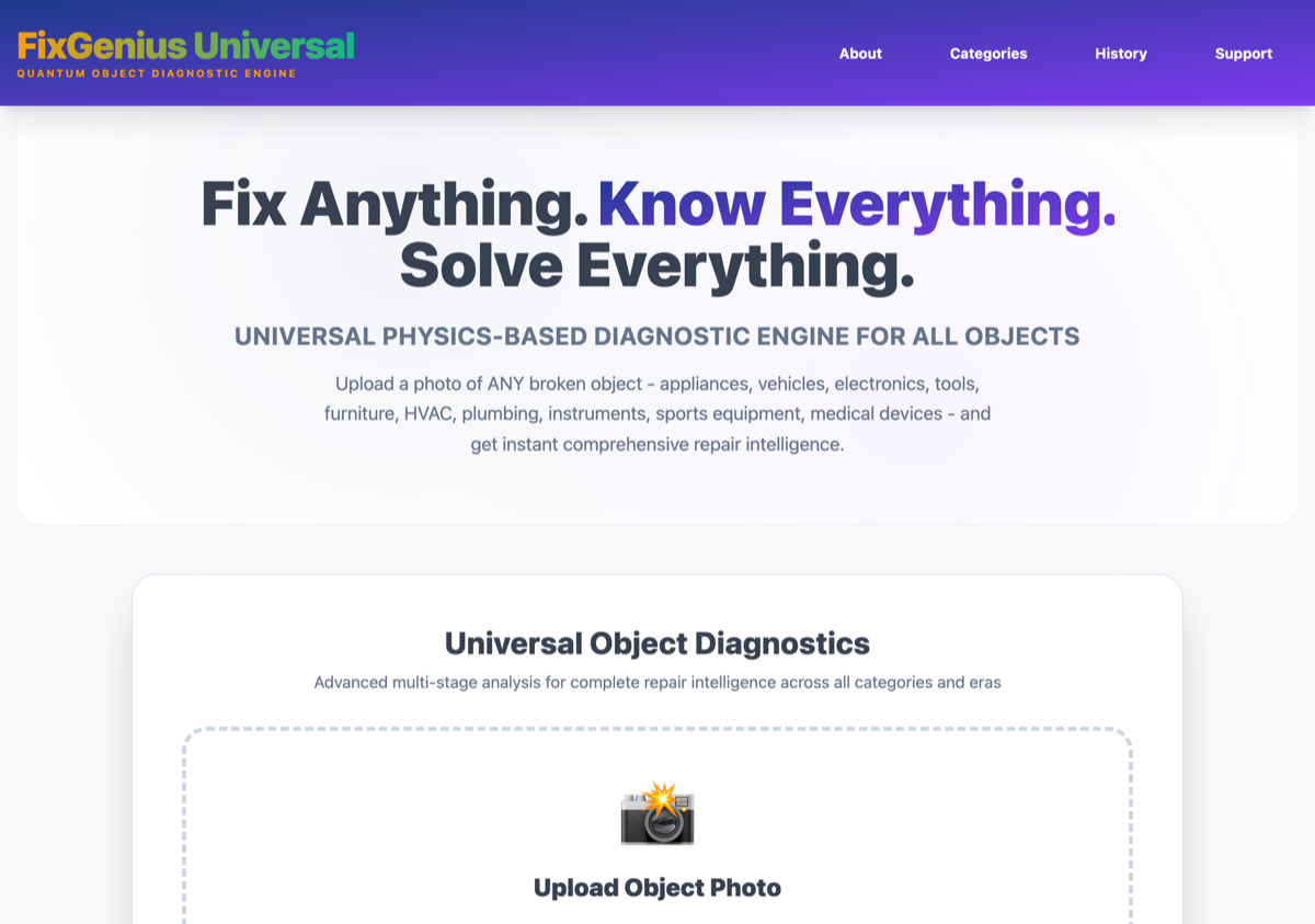 FixGenius Universal — diagnostic engine interface